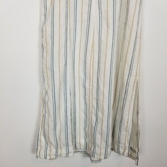 Madewell Women Linen-Cotton Princess-Seamed Midi Dress Sz M Stripe Boho Vacation - Picture 6 of 8